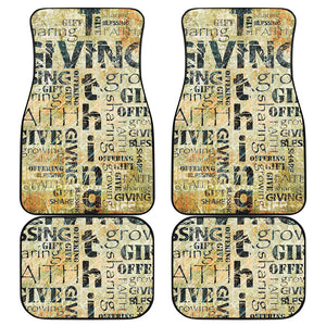 Giving And Tithing Religious Words Print Front and Back Car Floor Mats