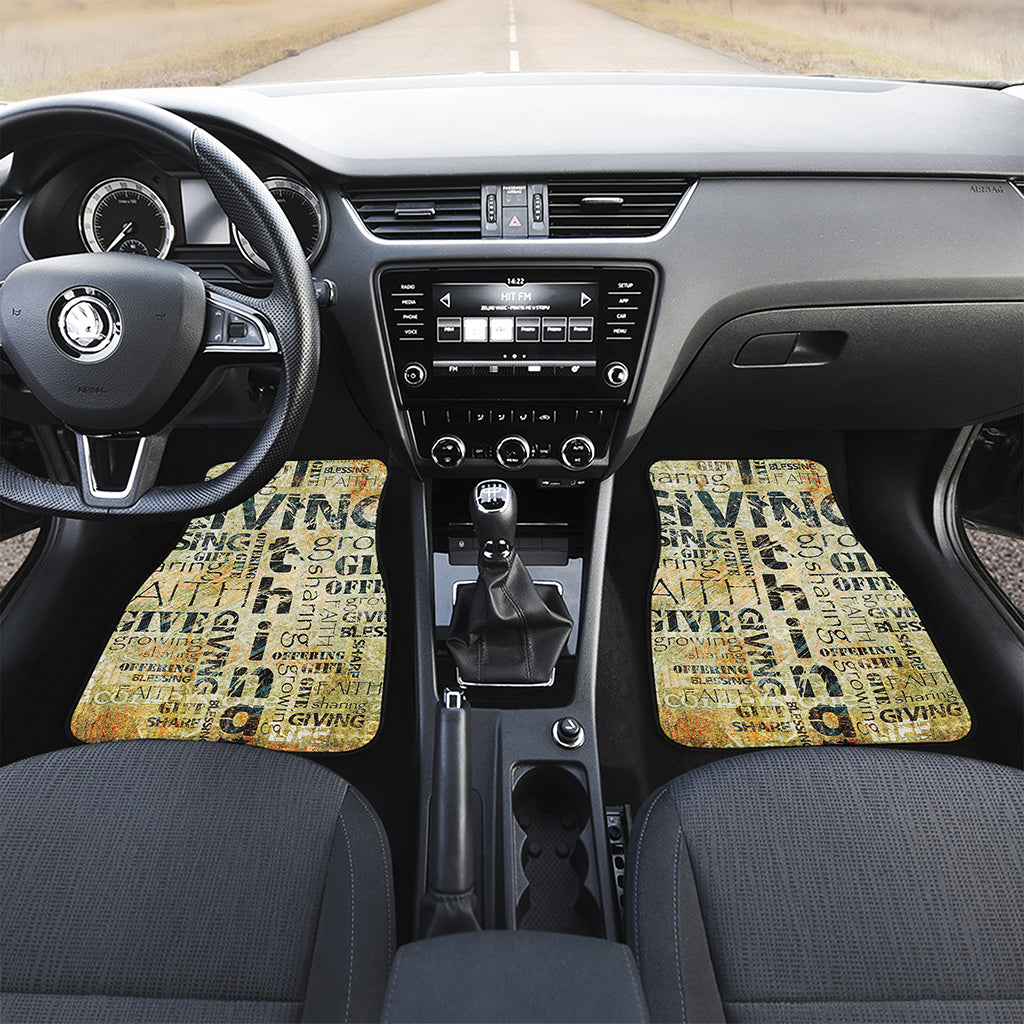 Giving And Tithing Religious Words Print Front and Back Car Floor Mats