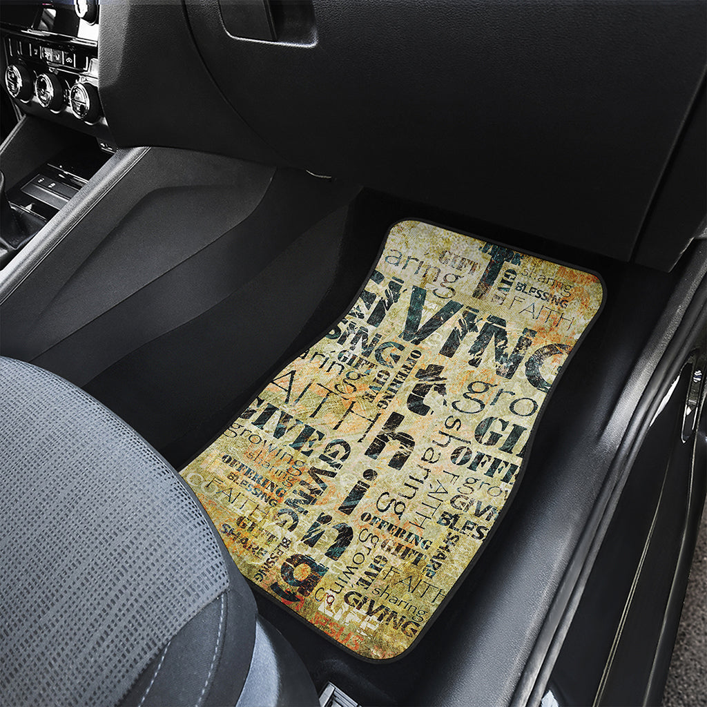 Giving And Tithing Religious Words Print Front and Back Car Floor Mats