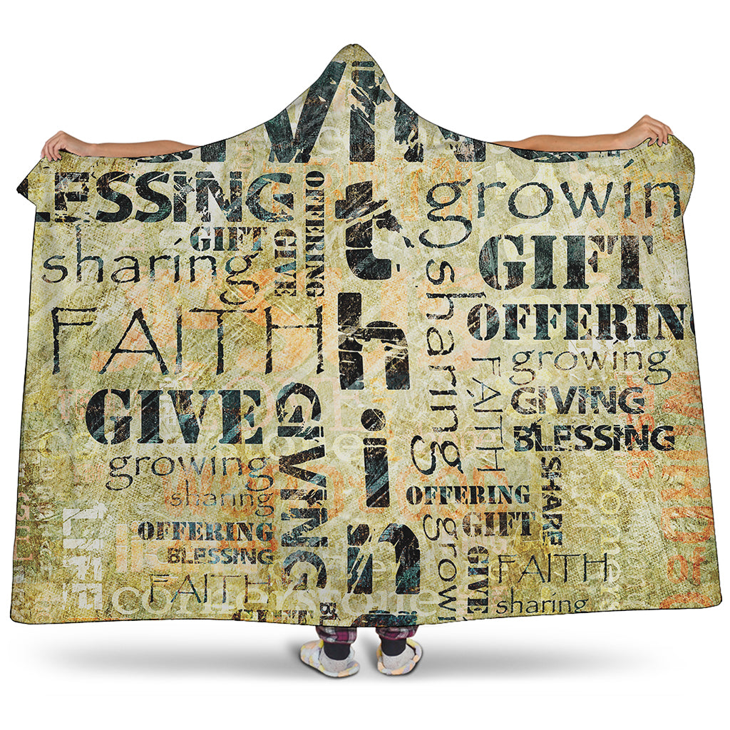 Giving And Tithing Religious Words Print Hooded Blanket