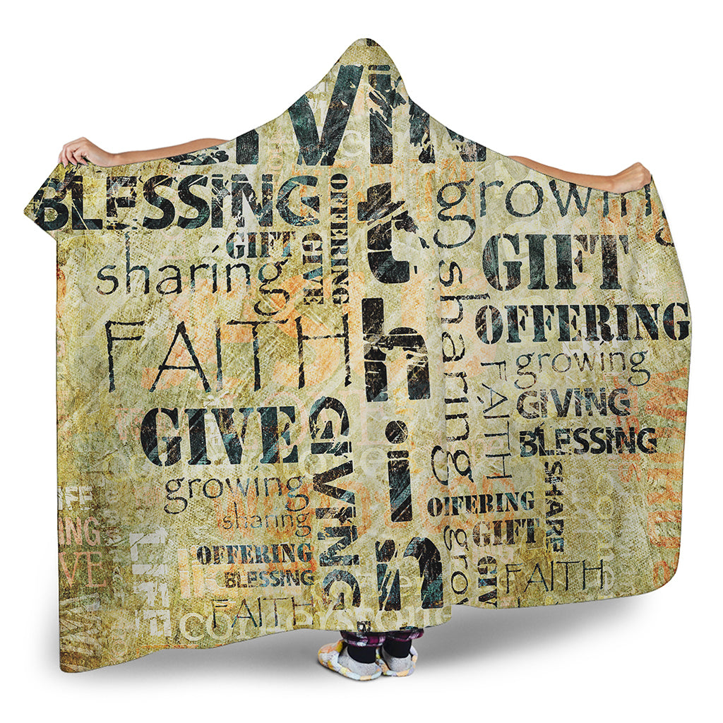 Giving And Tithing Religious Words Print Hooded Blanket
