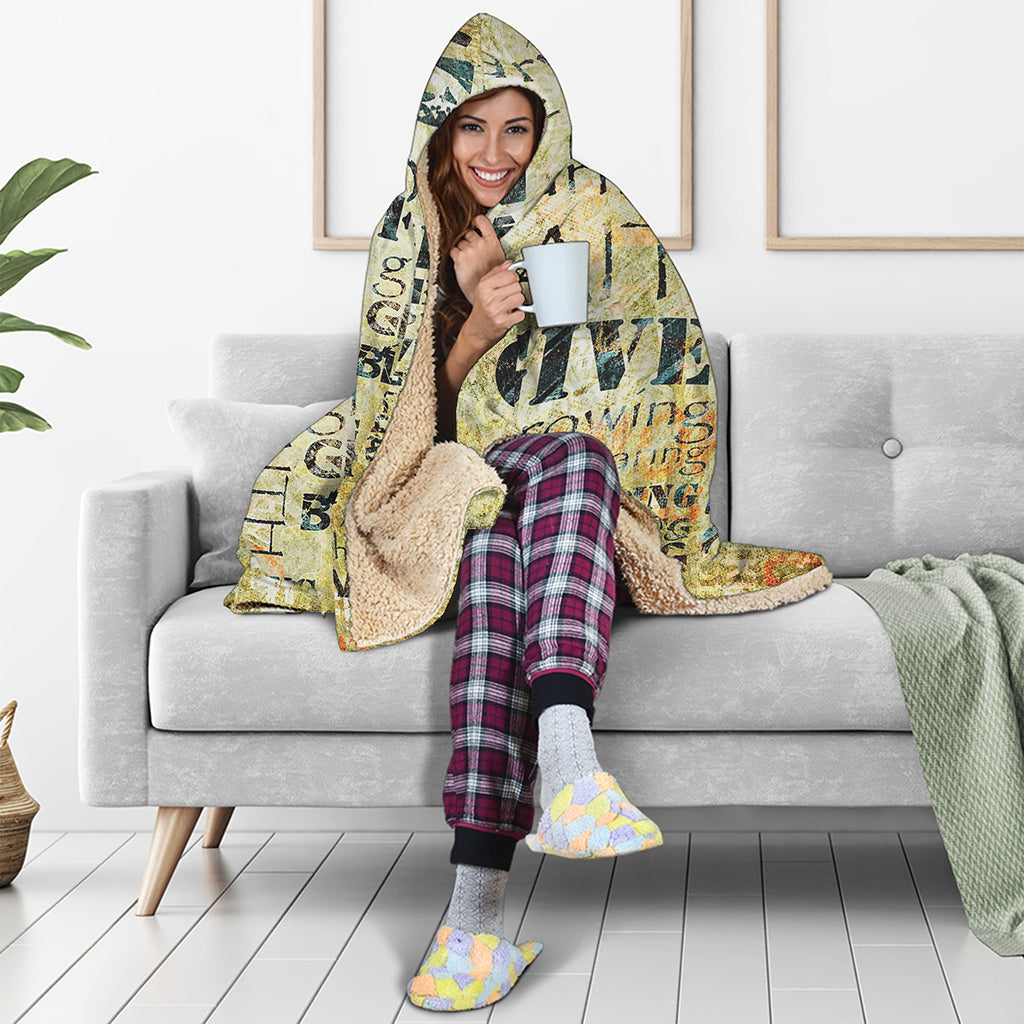 Giving And Tithing Religious Words Print Hooded Blanket