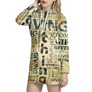 Giving And Tithing Religious Words Print Hoodie Dress