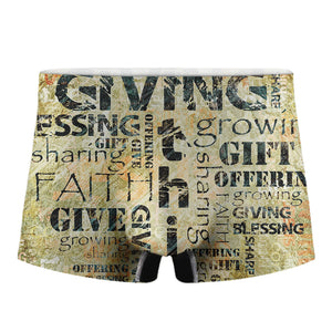 Giving And Tithing Religious Words Print Men's Boxer Briefs