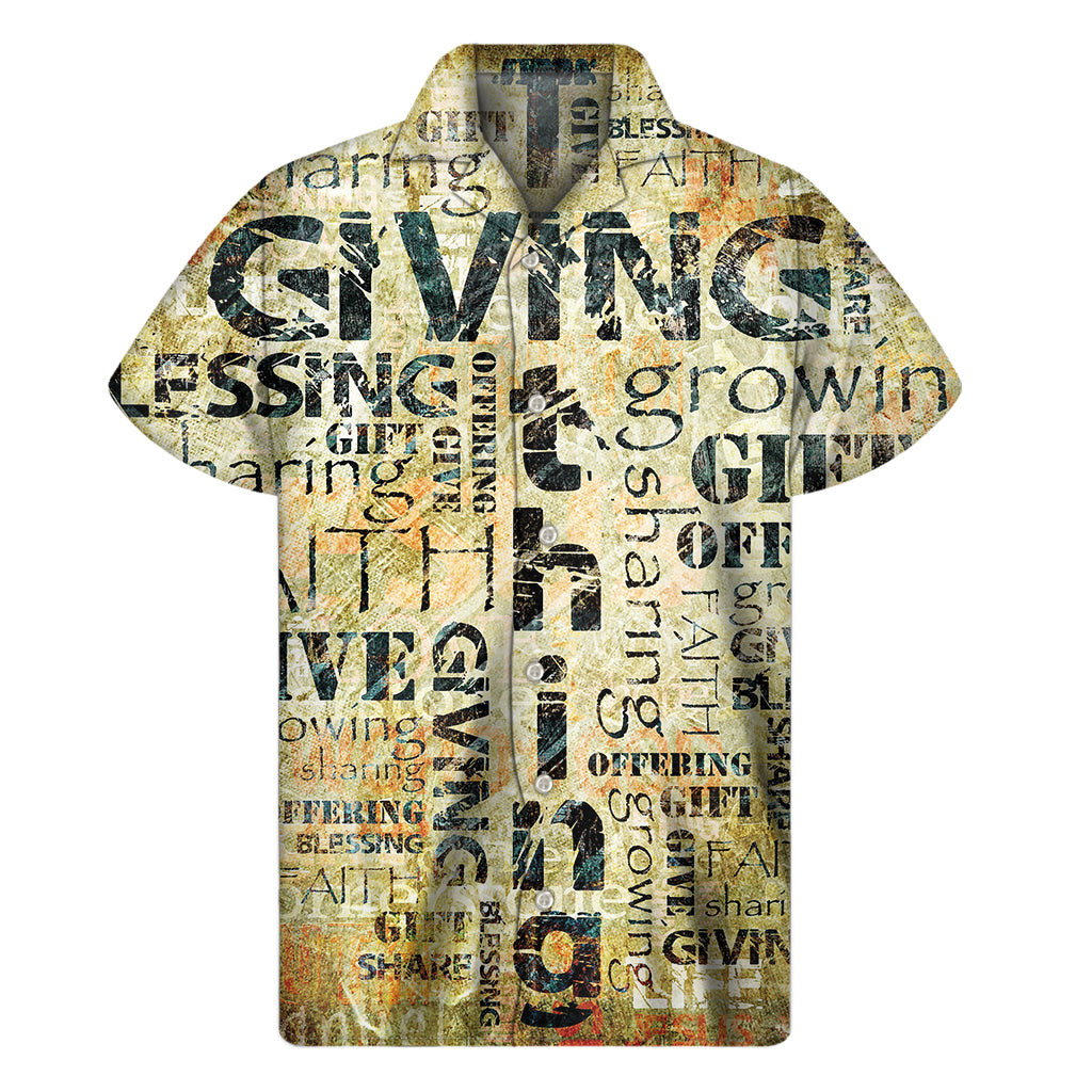 Giving And Tithing Religious Words Print Men's Short Sleeve Shirt