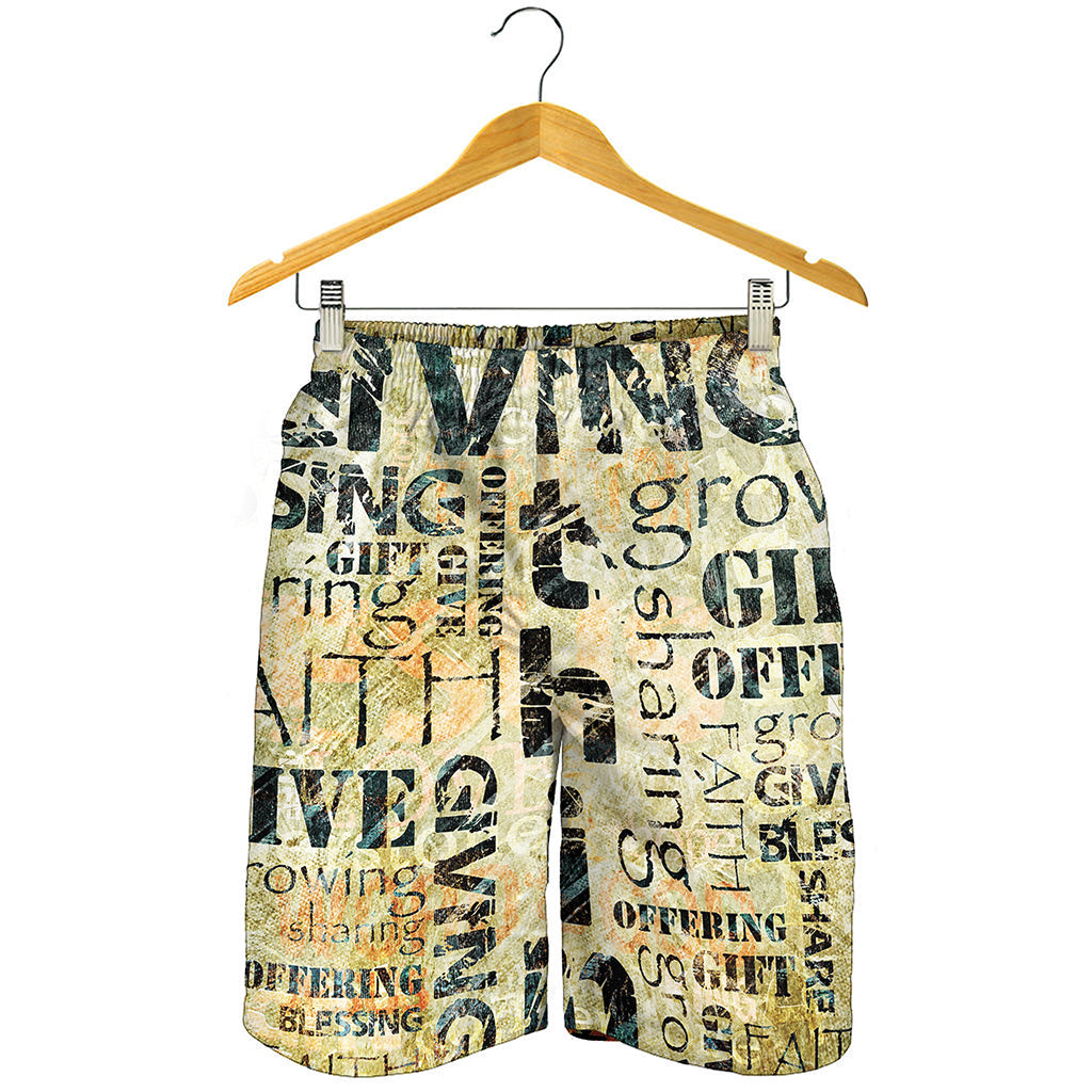 Giving And Tithing Religious Words Print Men's Shorts