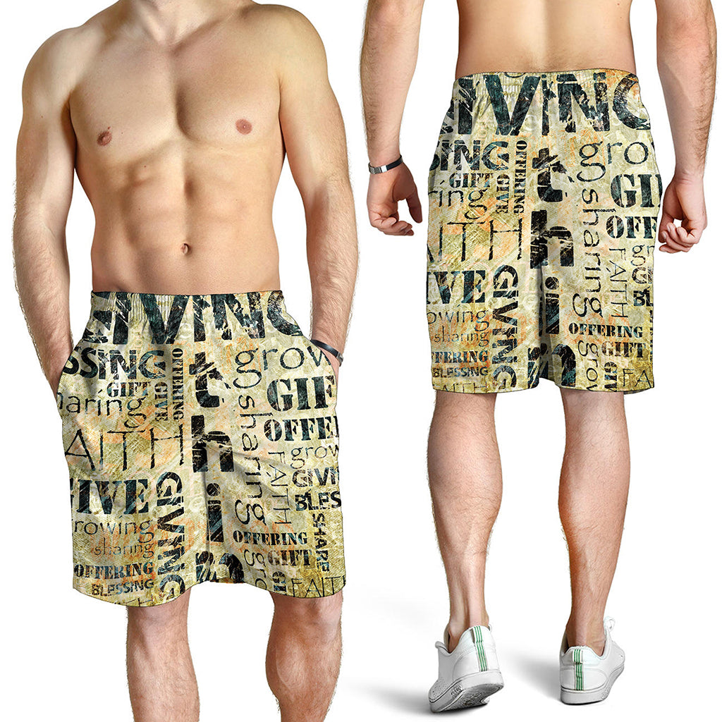 Giving And Tithing Religious Words Print Men's Shorts