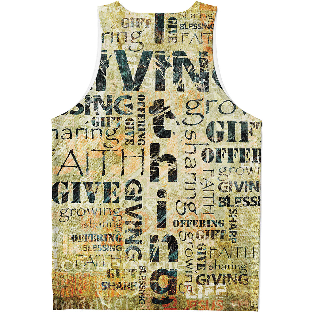 Giving And Tithing Religious Words Print Men's Tank Top