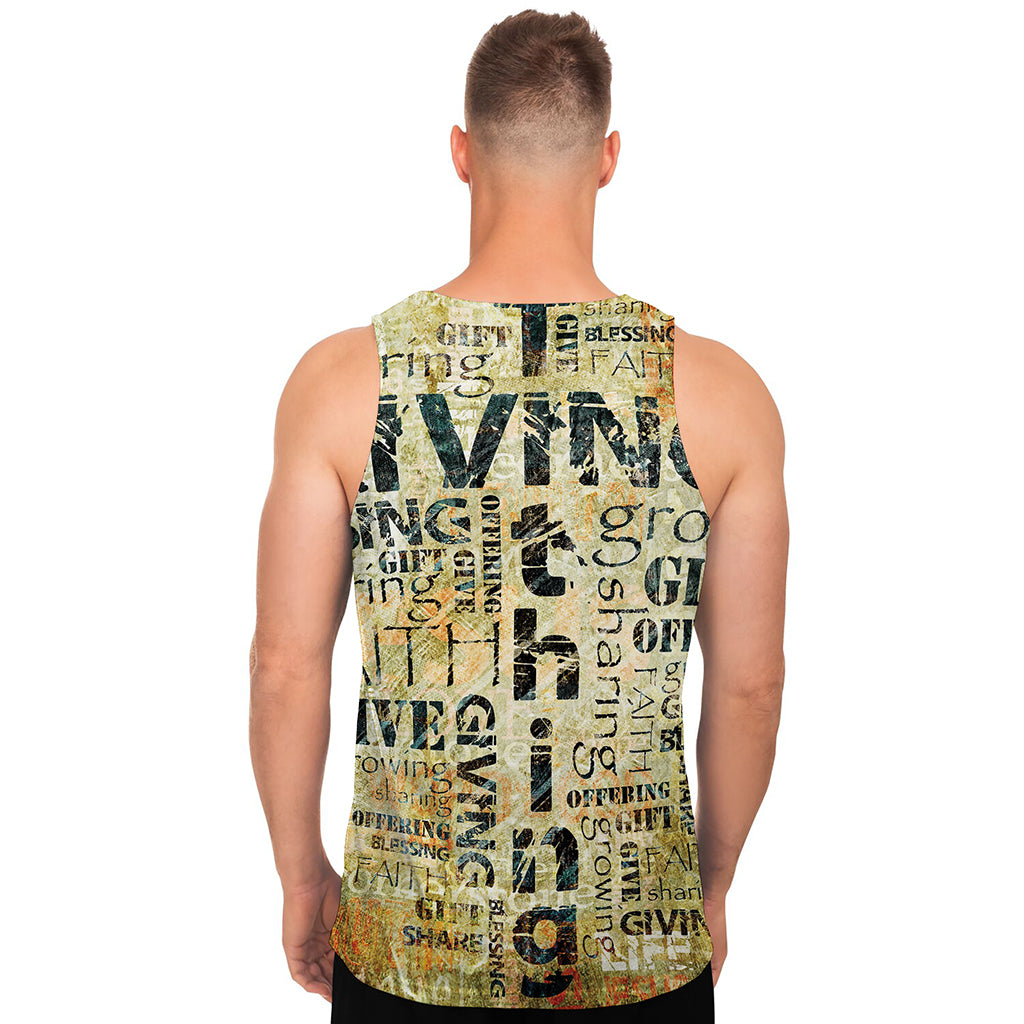 Giving And Tithing Religious Words Print Men's Tank Top