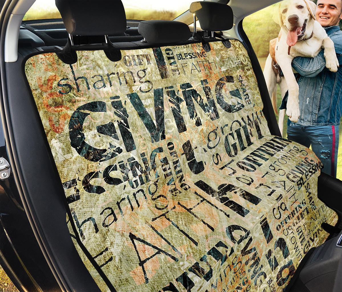 Giving And Tithing Religious Words Print Pet Car Back Seat Cover