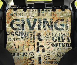 Giving And Tithing Religious Words Print Pet Car Back Seat Cover