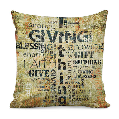 Giving And Tithing Religious Words Print Pillow Cover