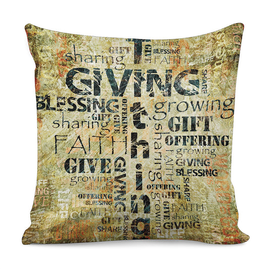 Giving And Tithing Religious Words Print Pillow Cover