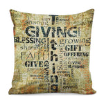 Giving And Tithing Religious Words Print Pillow Cover