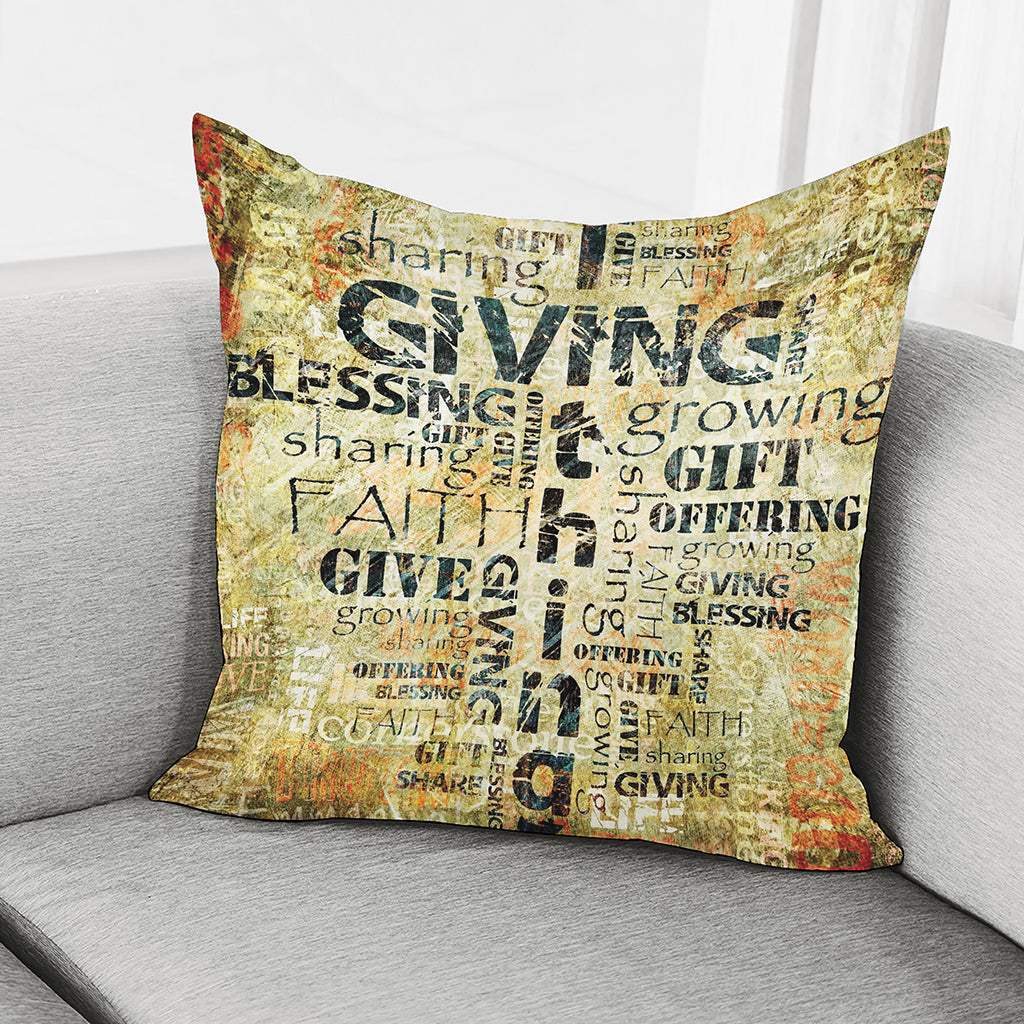 Giving And Tithing Religious Words Print Pillow Cover