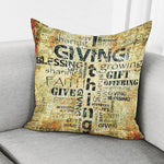Giving And Tithing Religious Words Print Pillow Cover