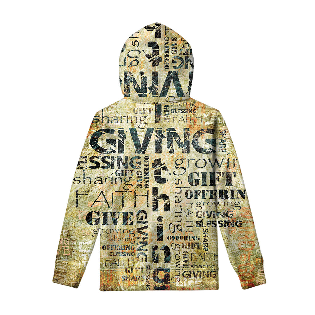 Giving And Tithing Religious Words Print Pullover Hoodie