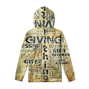 Giving And Tithing Religious Words Print Pullover Hoodie