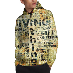 Giving And Tithing Religious Words Print Pullover Hoodie