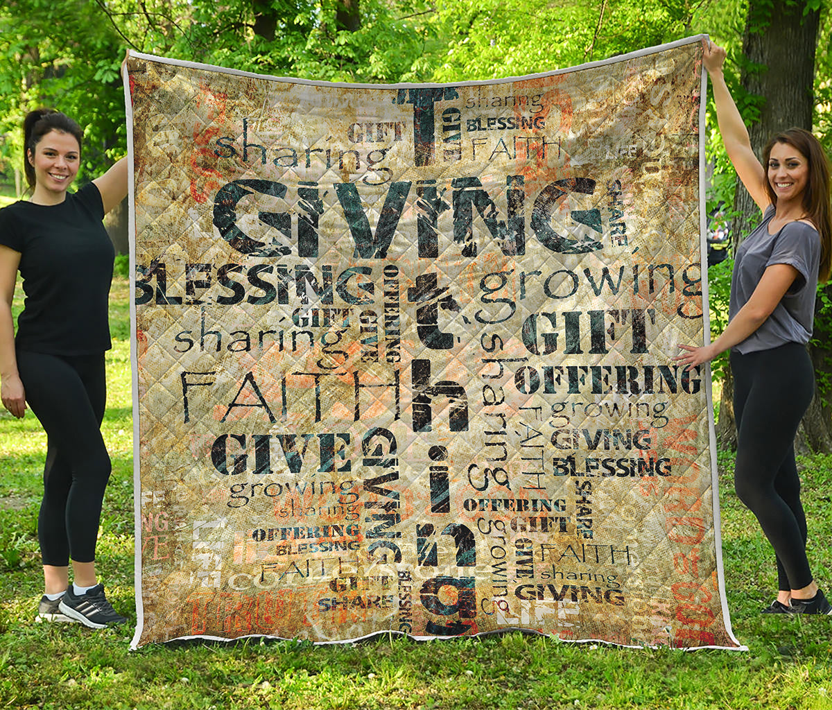 Giving And Tithing Religious Words Print Quilt