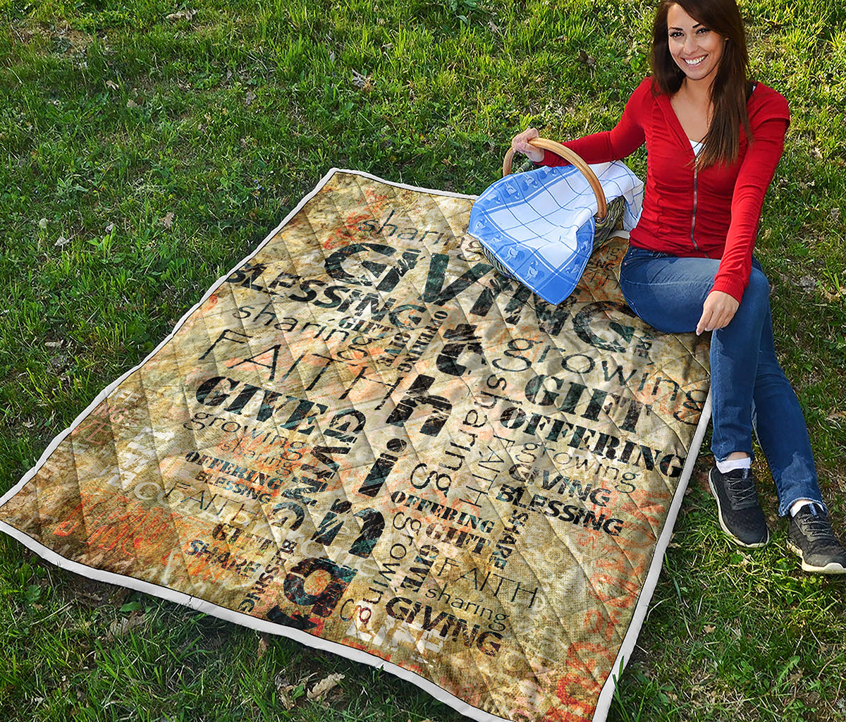 Giving And Tithing Religious Words Print Quilt