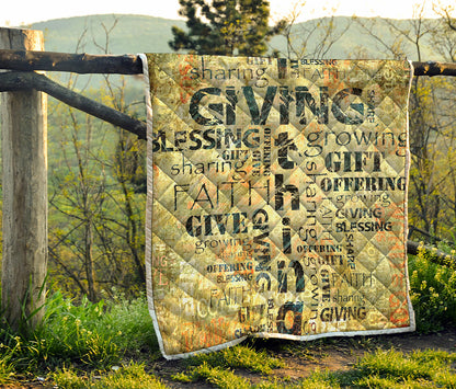 Giving And Tithing Religious Words Print Quilt
