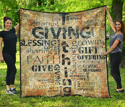 Giving And Tithing Religious Words Print Quilt