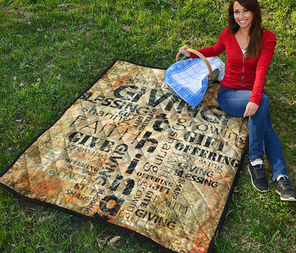 Giving And Tithing Religious Words Print Quilt