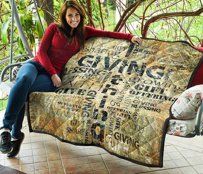 Giving And Tithing Religious Words Print Quilt
