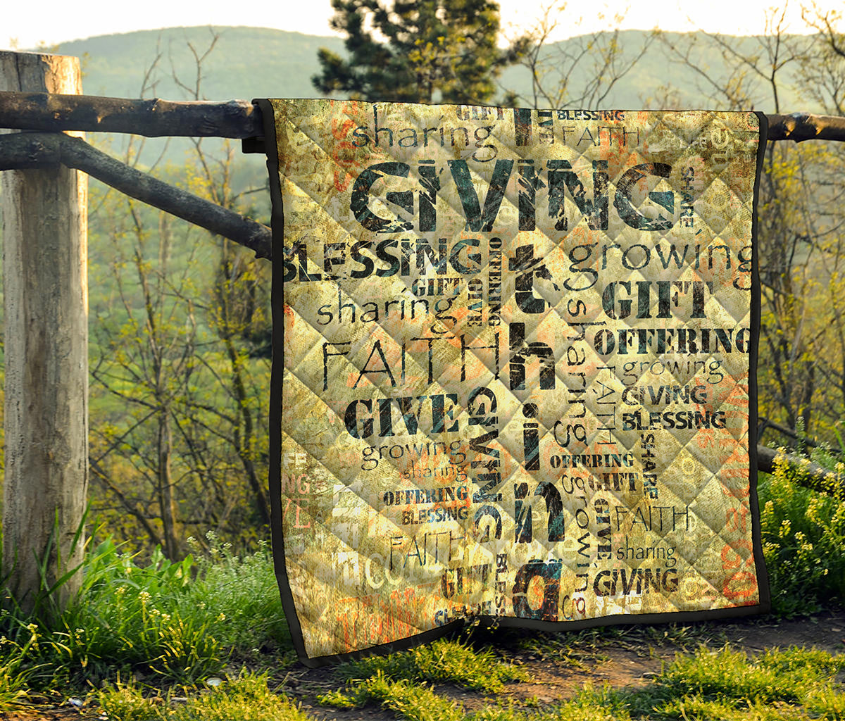 Giving And Tithing Religious Words Print Quilt