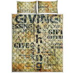 Giving And Tithing Religious Words Print Quilt Bed Set