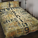 Giving And Tithing Religious Words Print Quilt Bed Set