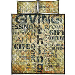 Giving And Tithing Religious Words Print Quilt Bed Set