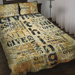 Giving And Tithing Religious Words Print Quilt Bed Set