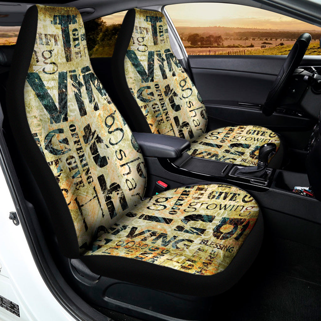 Giving And Tithing Religious Words Print Universal Fit Car Seat Covers