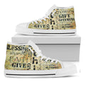 Giving And Tithing Religious Words Print White High Top Sneakers