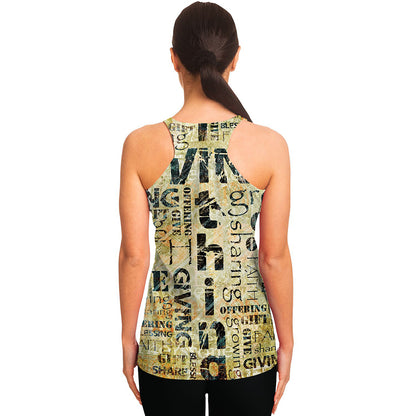 Giving And Tithing Religious Words Print Women's Racerback Tank Top