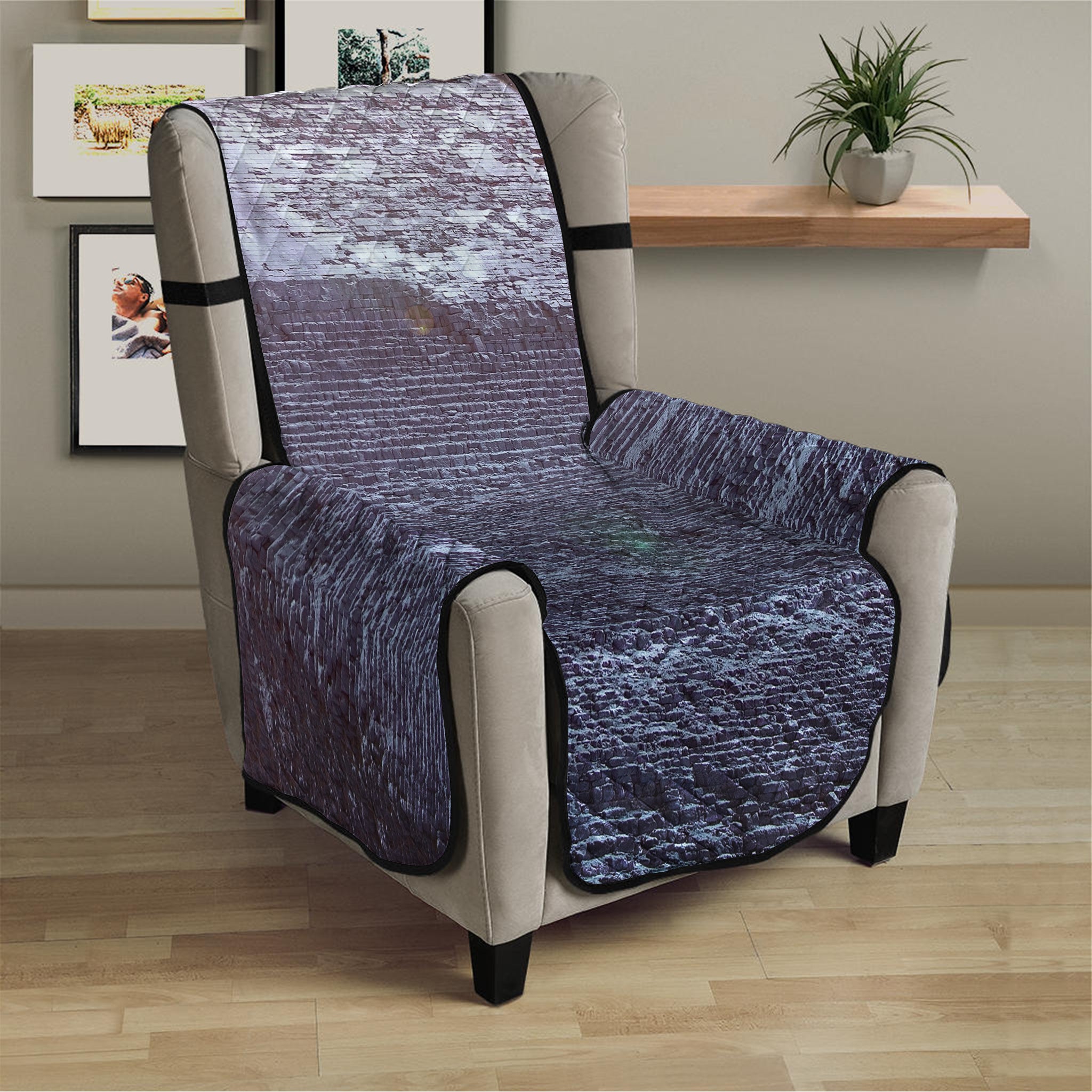 Giza Pyramid Print Armchair Protector