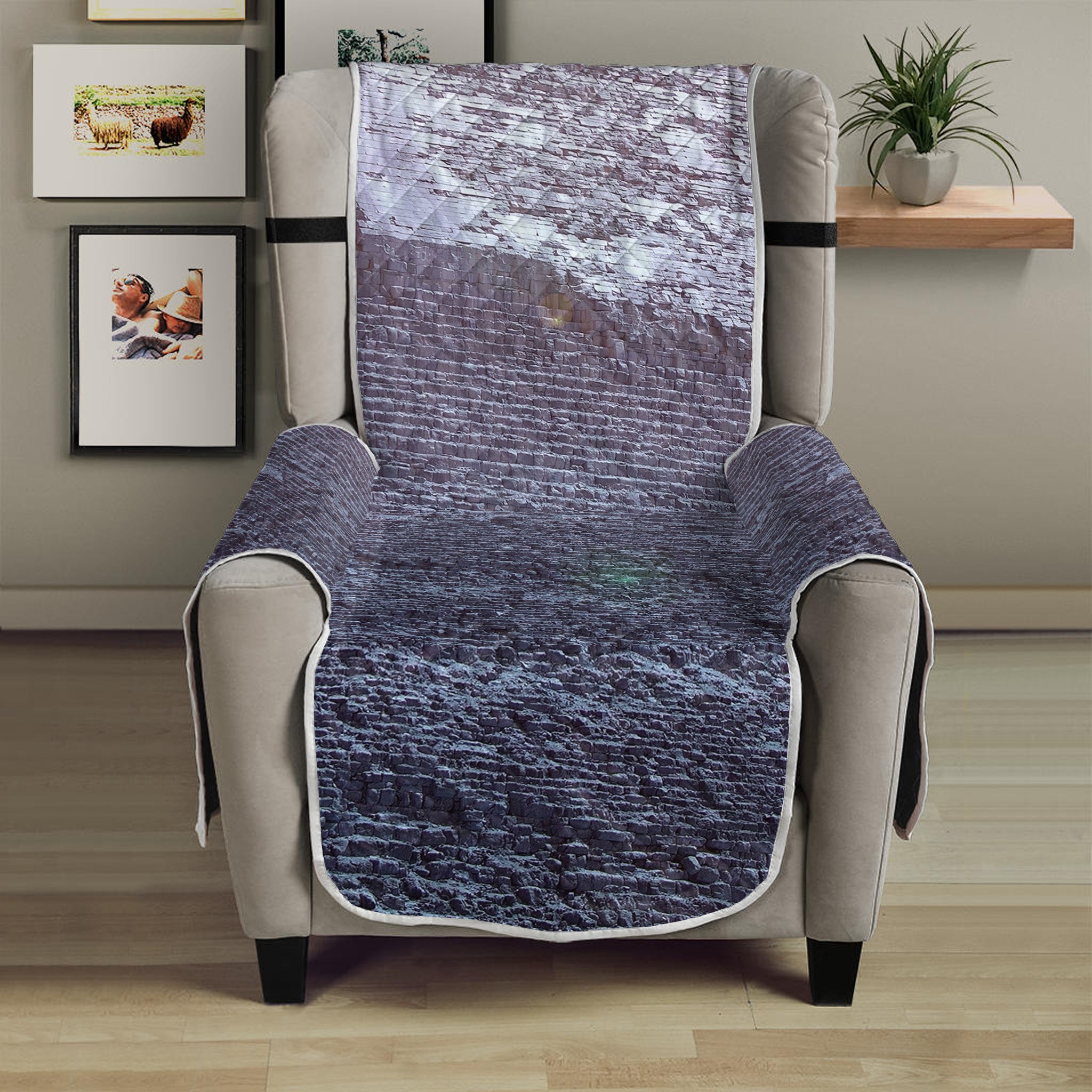 Giza Pyramid Print Armchair Protector