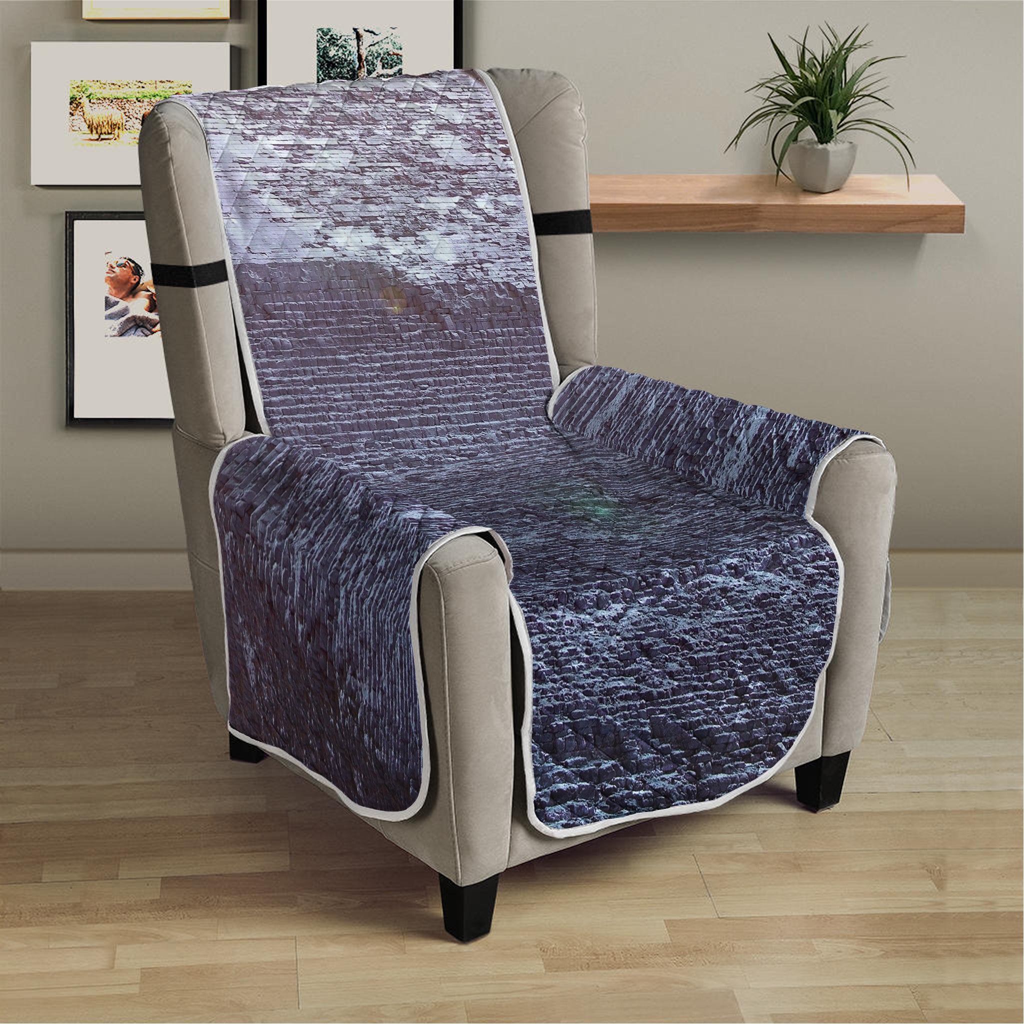 Giza Pyramid Print Armchair Protector