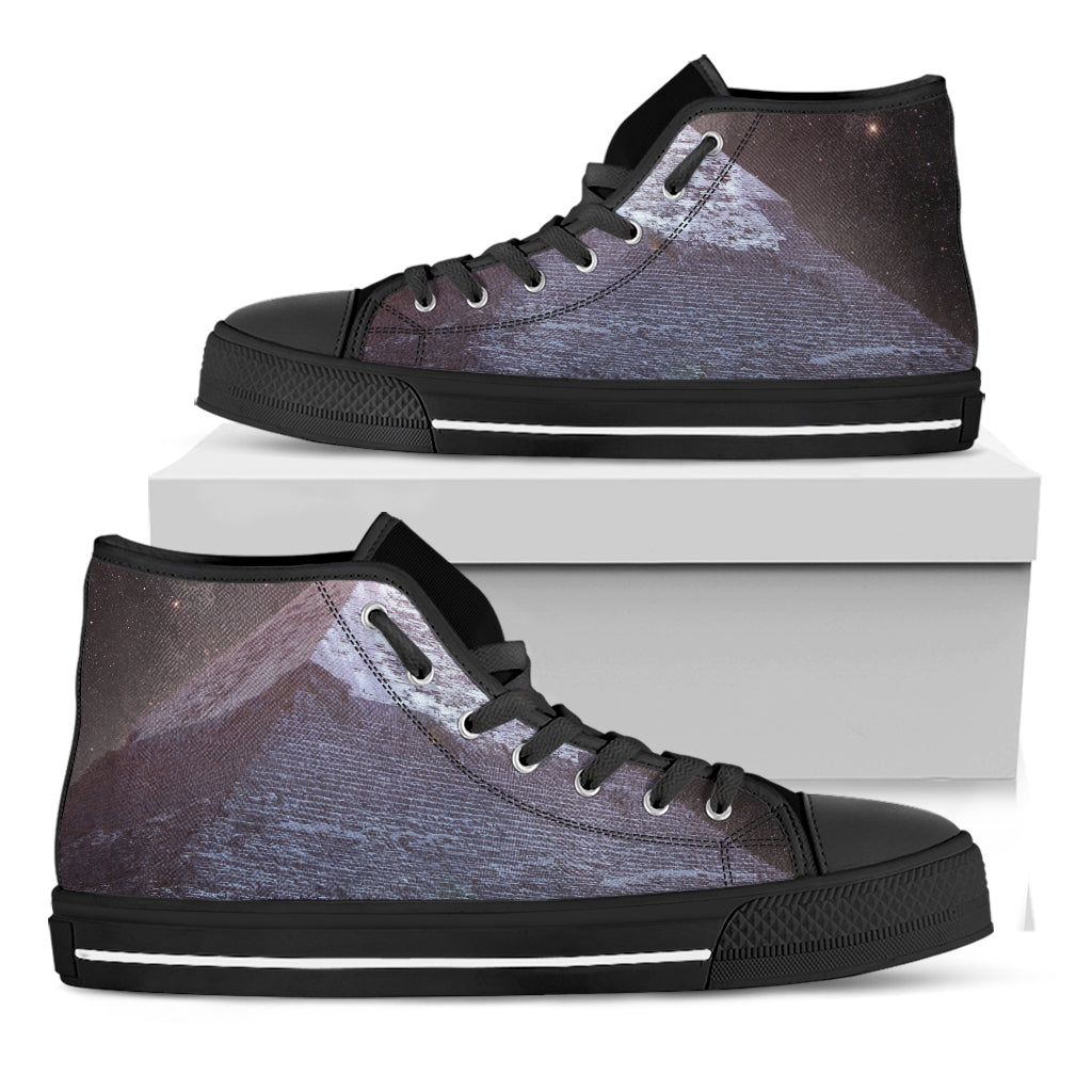 Giza Pyramid Print Black High Top Shoes