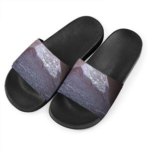 Giza Pyramid Print Black Slide Sandals