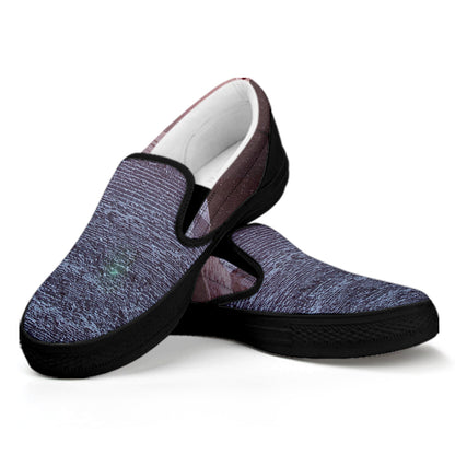 Giza Pyramid Print Black Slip On Shoes
