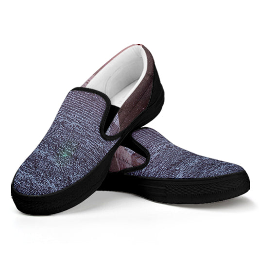 Giza Pyramid Print Black Slip On Shoes