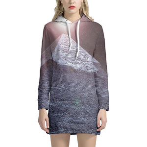 Giza Pyramid Print Hoodie Dress