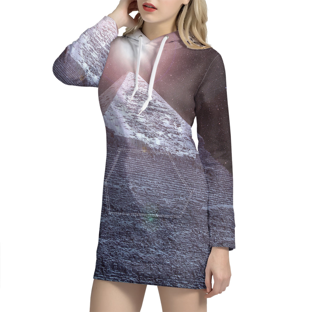 Giza Pyramid Print Hoodie Dress