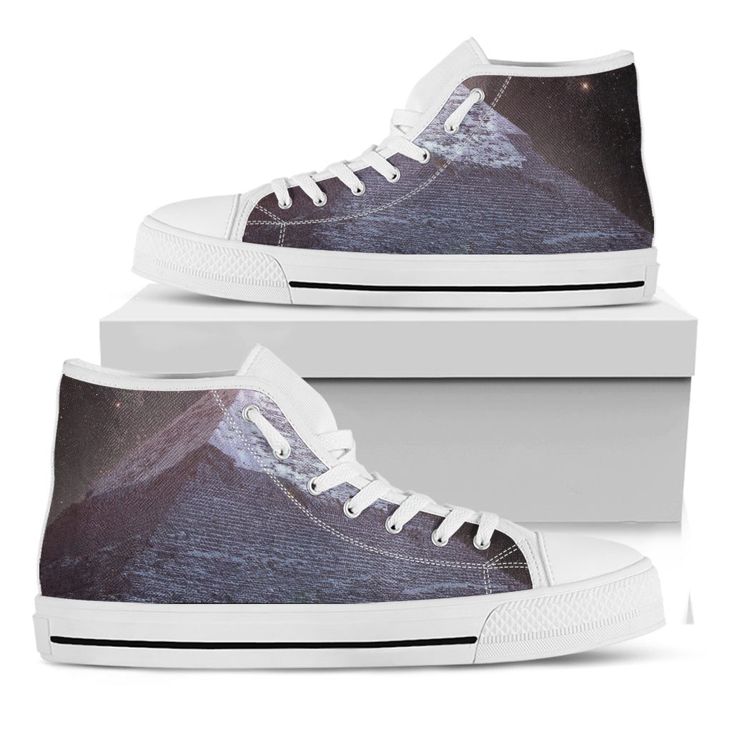 Giza Pyramid Print White High Top Shoes