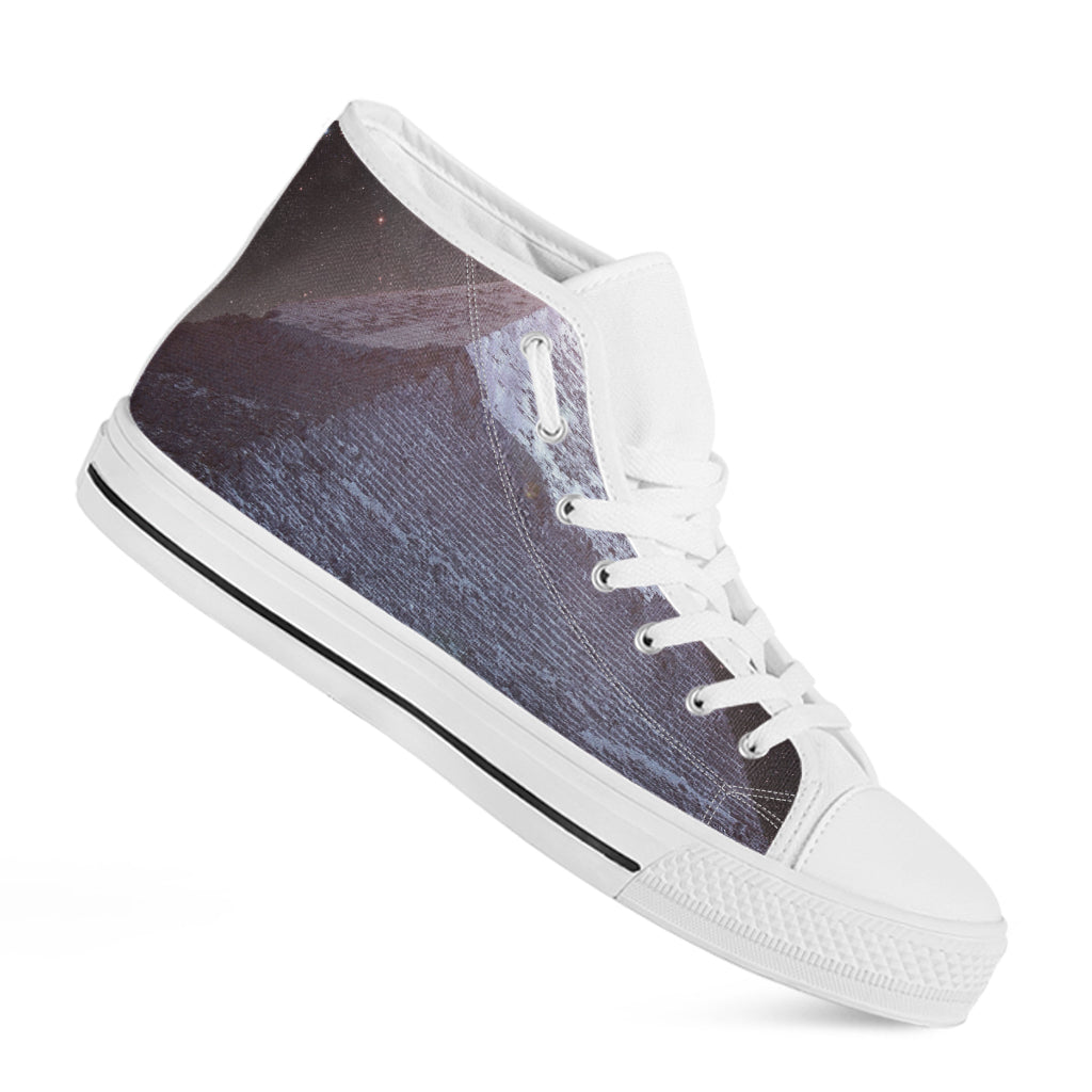 Giza Pyramid Print White High Top Shoes