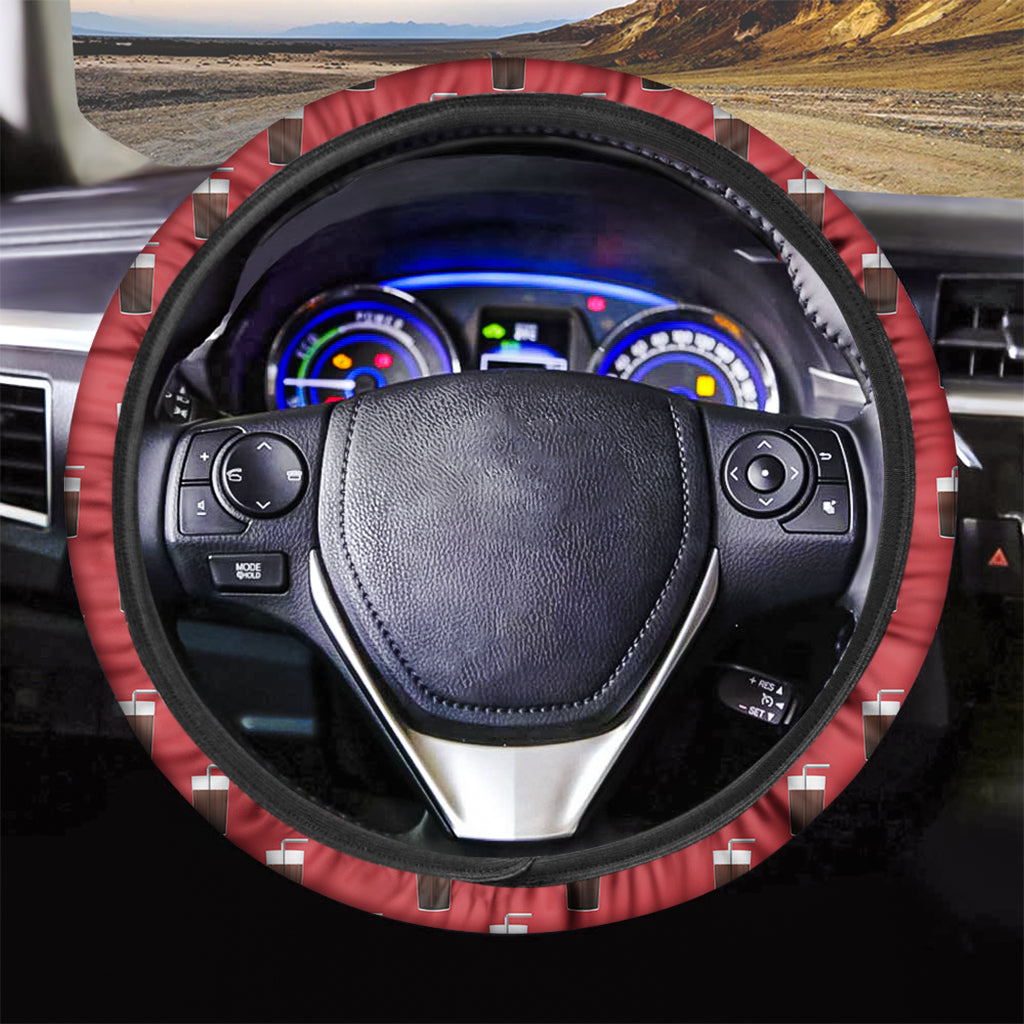 Glass Of Cola Pattern Print Car Steering Wheel Cover
