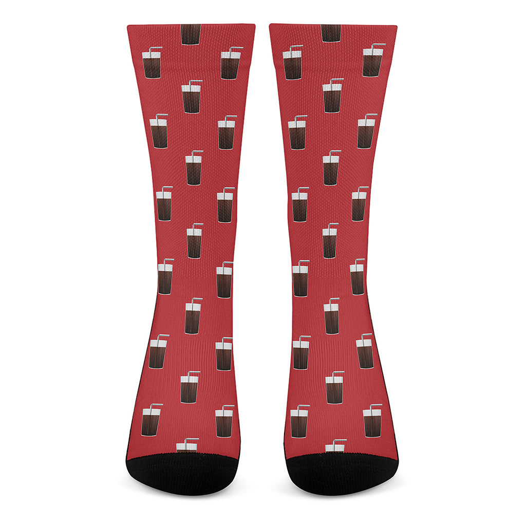 Glass Of Cola Pattern Print Crew Socks